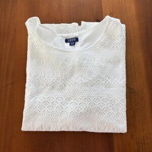 Izod All Cotton White Lace Full-Lined Short Sleeve Shirt